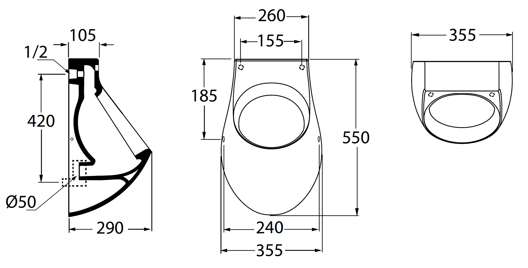 Azzurra Nuvola NUV100/OR  Писсуар со скрытым подводом воды