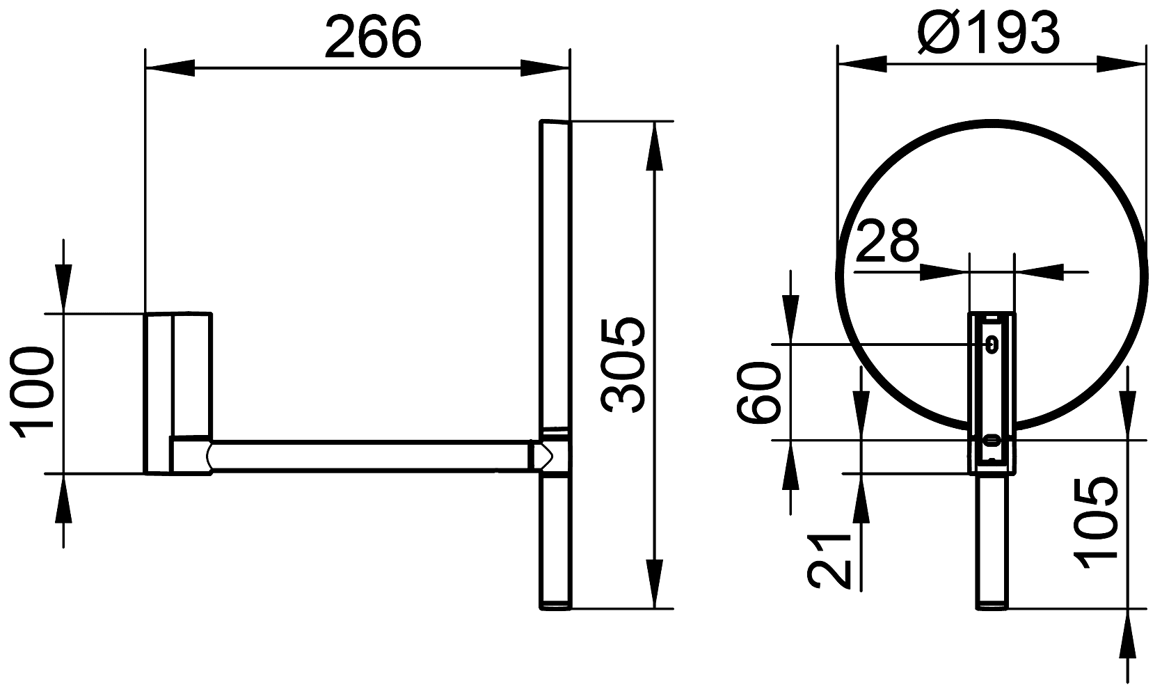 KEUCO Plan 17649 370002 Косметическое зеркало настенное (чёрный)