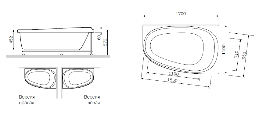 AM·PM Like W80A-170R110W-A Ванна акриловая 1700x1100 (правая)