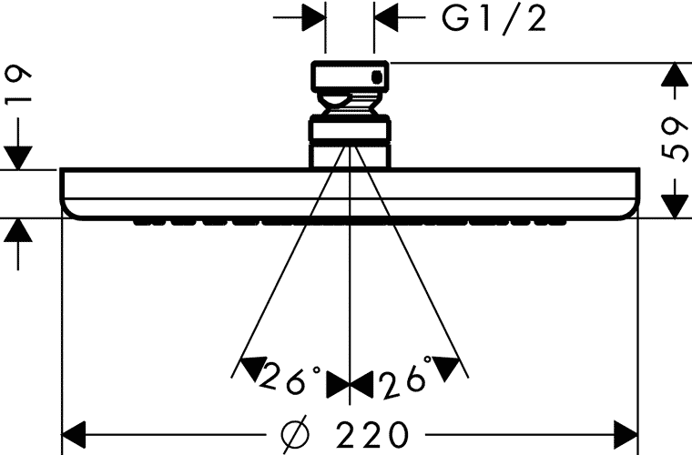 Hansgrohe Croma 220 26464 000  Верхний душ Ø220 мм