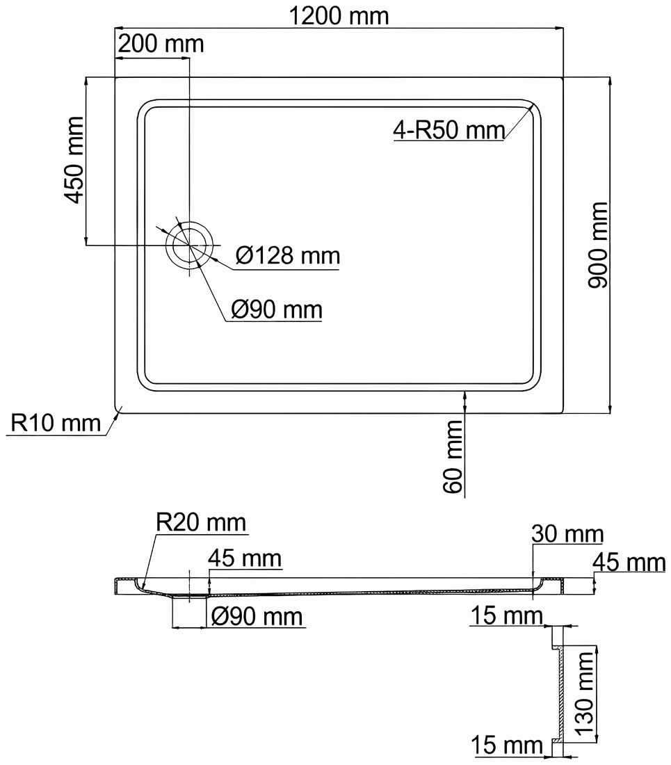 WasserKraft Amper 29T07 Душевой поддон 1200x900