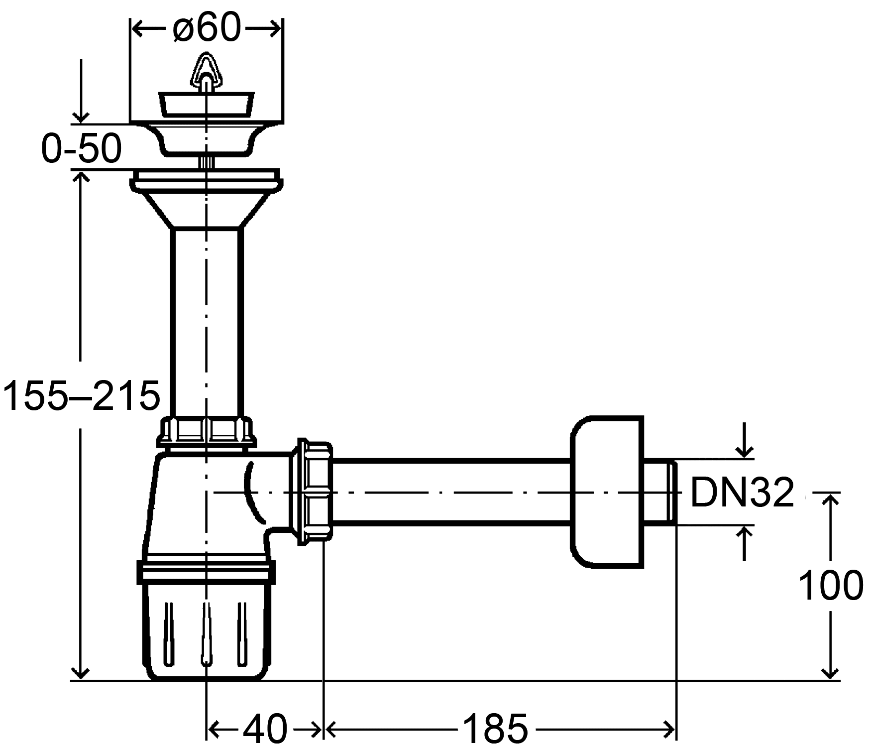 Viega 103927 Сифон 1-1/4"х32 пластиковый со сливом и отводом (5726)