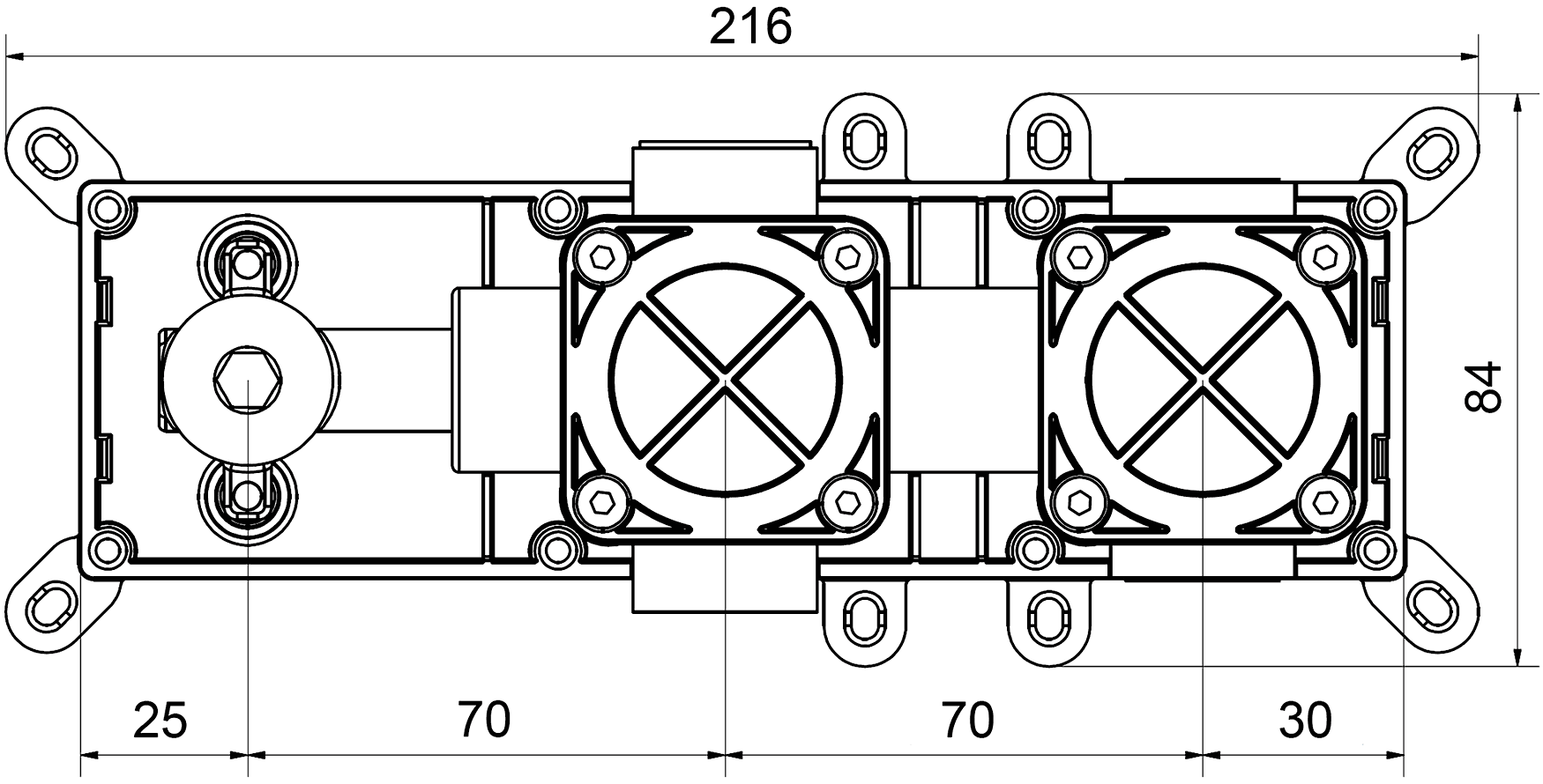 IB Rubinetti IB BOX INC313XXXN_19 Встроенная часть смесителя на 2 выхода (горизонтальный)