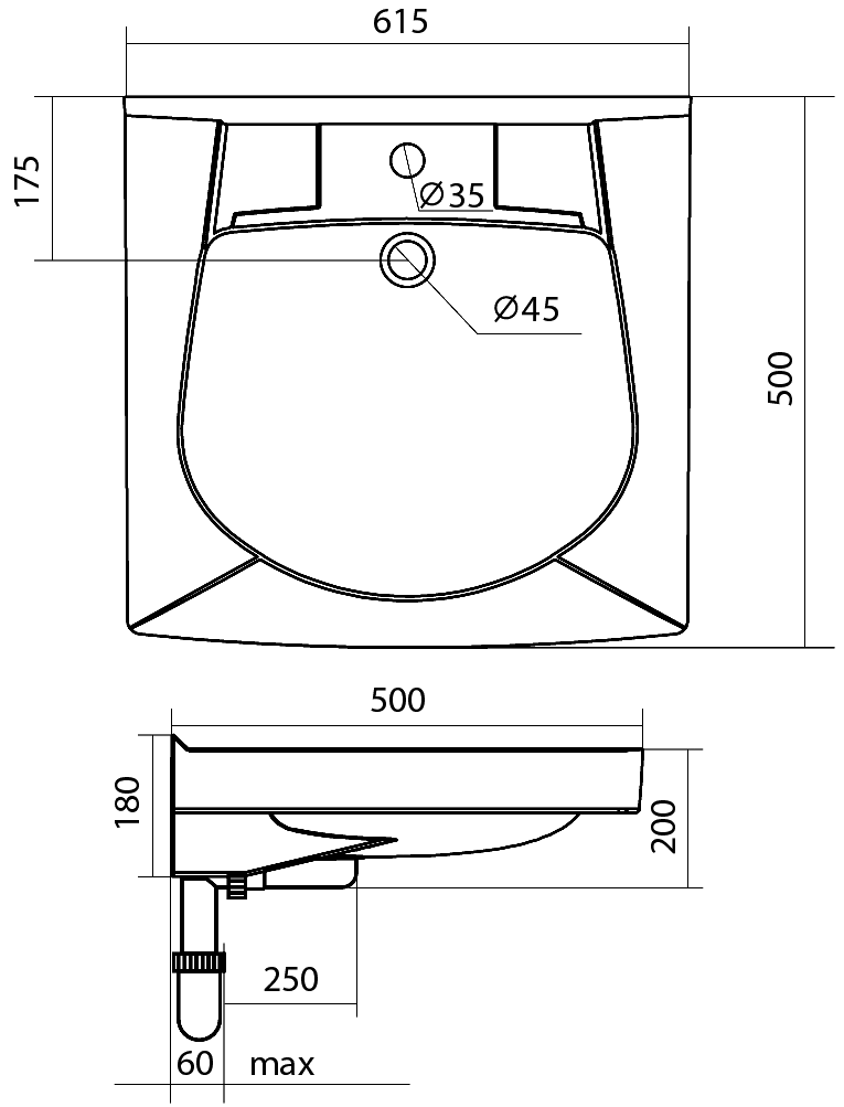 Santek Пилот 50 1.WH30.1.970 Раковина на стиральную машину 615x500