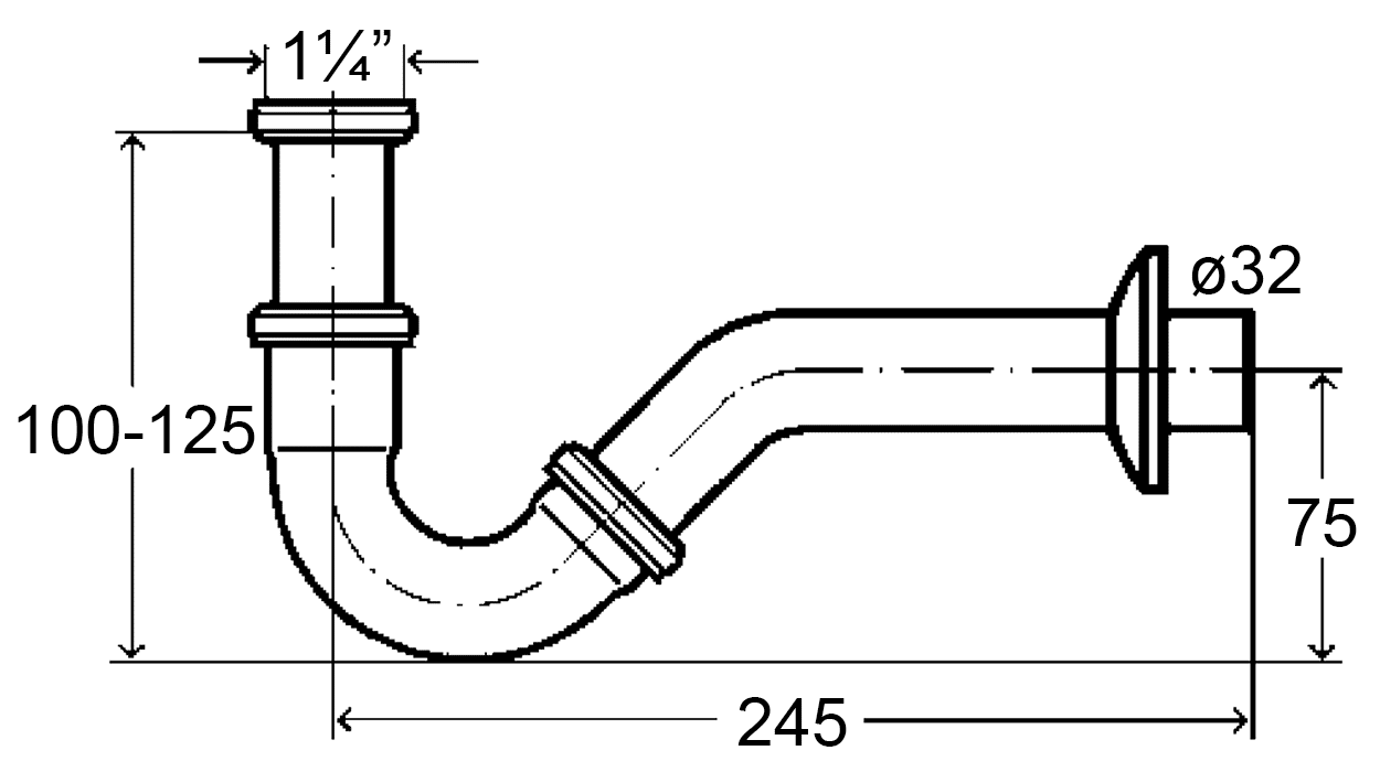Viega 103781 Сифон 1-1/4"х32 для биде трубный латунный (5535)
