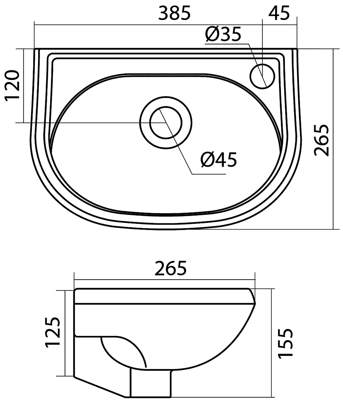 Santek Бриз 40 1.WH11.0.445 Мини-раковина 385x265 (смеситель справа)