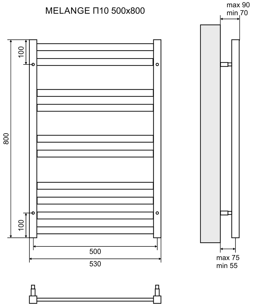 Lemark Melange LM49810 Полотенцесушитель водяной 500x800