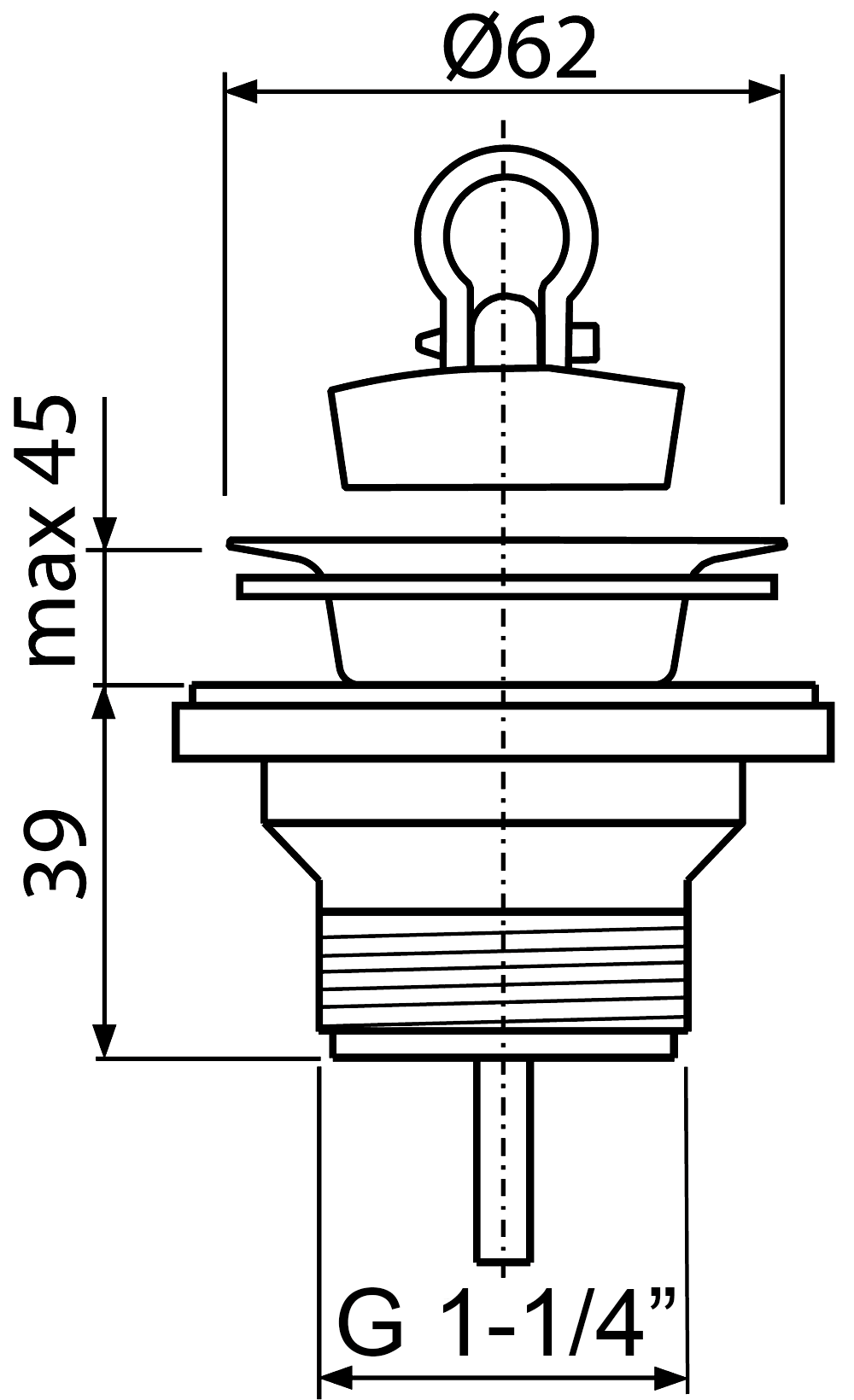 Alcaplast A31 Сливной выпуск Ø62x1-1/4" для раковины