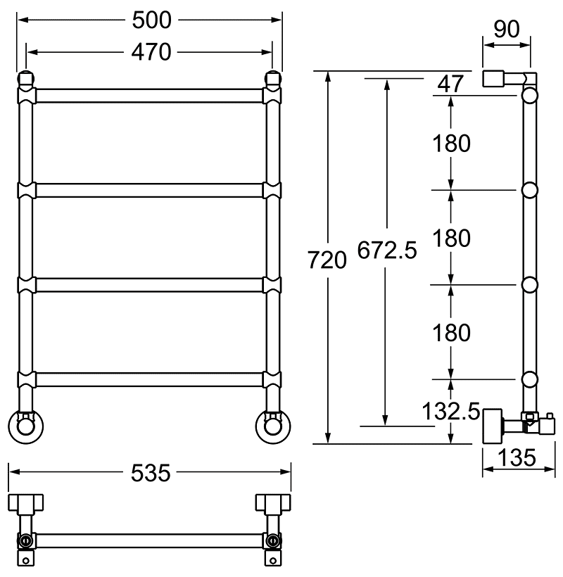 Margaroli Sole 442/470 CR  Водяной полотенцесушитель (хром)