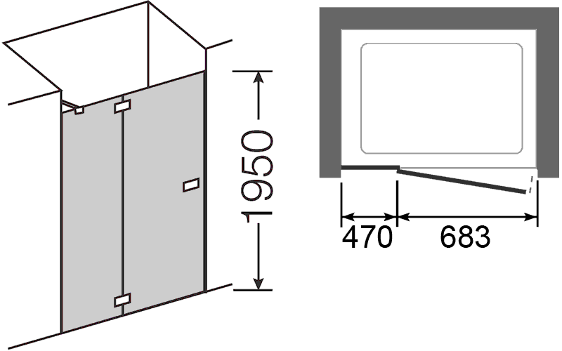 Provex E-LITE 2007 EI-2 05SC-L  Дверь 1200x1950 в душевой проём (матовое стекло)