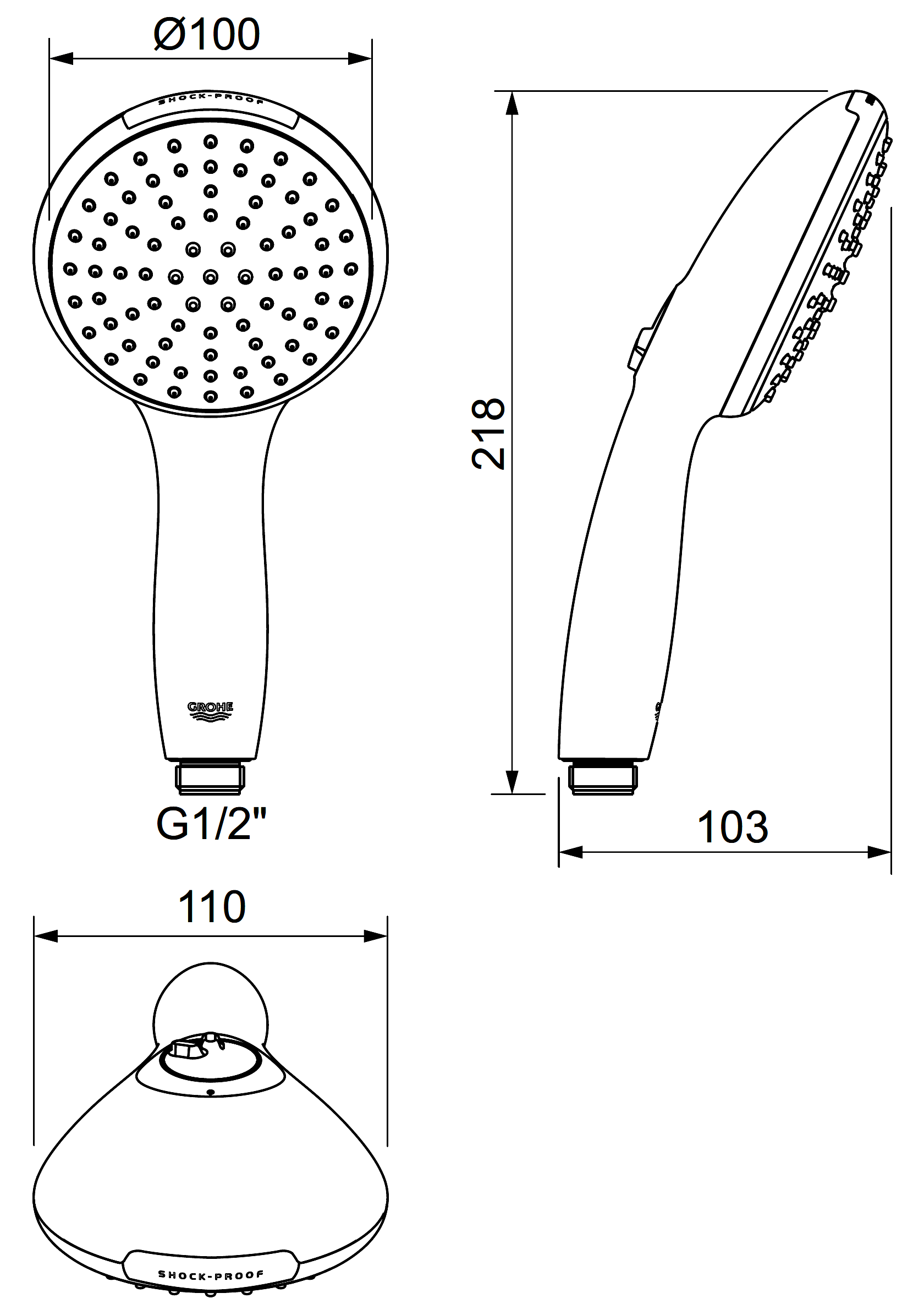 Grohe Tempesta 110 26161 003 Ручной душ 7.4 л/мин (2 режима)