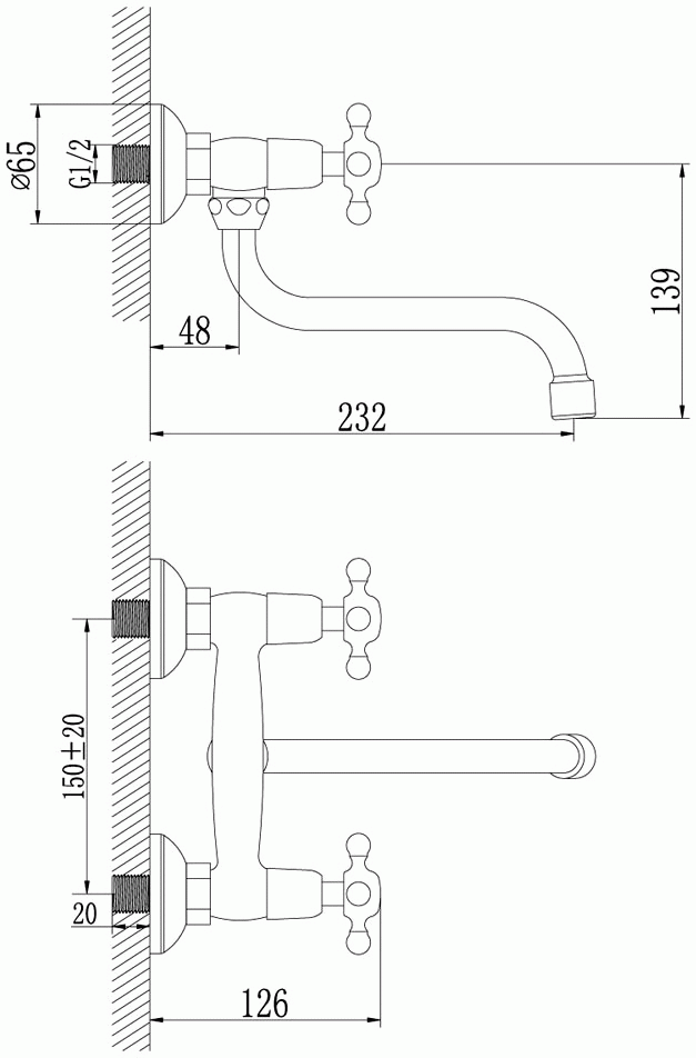 Lemark Standard LM2111C Настенный смеситель для кухни