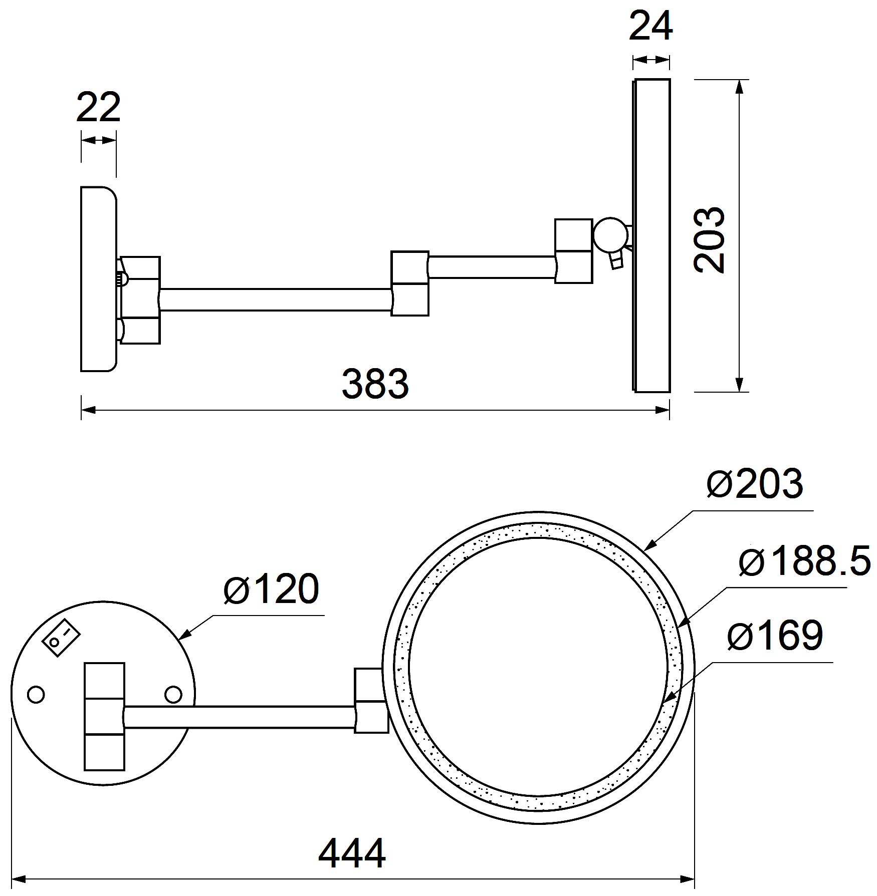 Schein 9346CH Зеркало косметическое 3x настенное с подсветкой (хром)