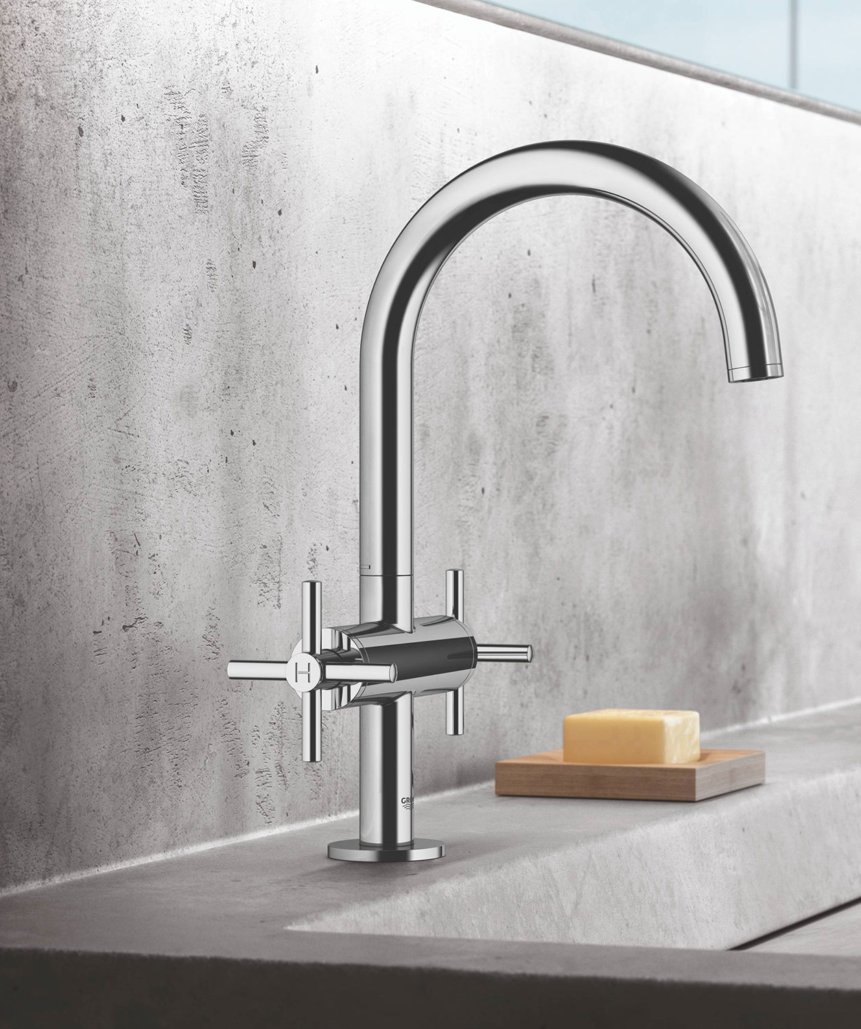 Grohe Atrio 21019 003 Смеситель для раковины высокий с донным клапаном