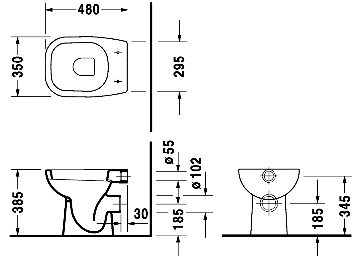 Duravit D-CODE 210809/006739  Унитаз напольный без бачка с сидением и крышкой SoftClose
