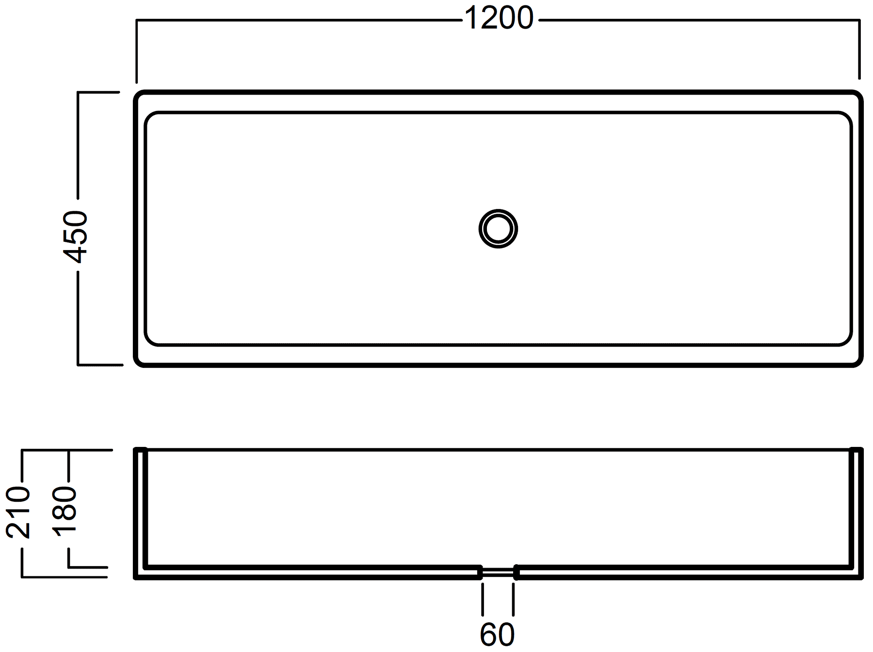 Hatria YN05 Раковина хозяйственная 1200x450