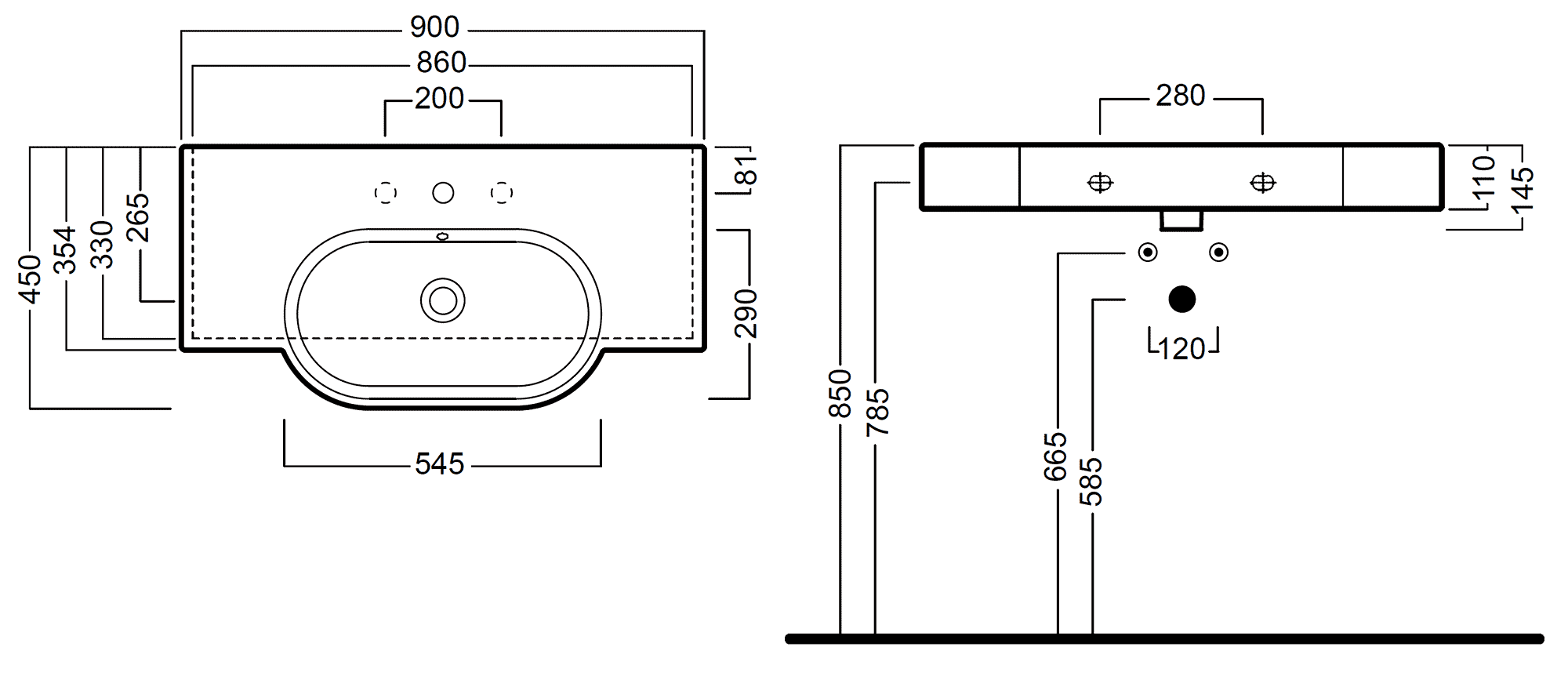 Hatria Area YXA0  Раковина 900х450