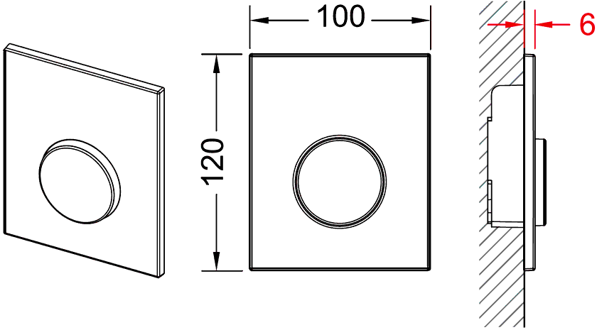 TECEloop 9242625 Клавиша смыва для писсуара (матовый хром), TECE