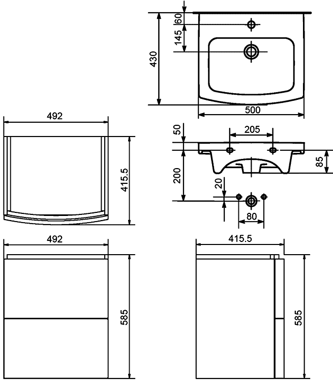 Cersanit Easy P-SZ-EAS-ES50/Wh  Тумба с раковиной Easy 50 (белый)