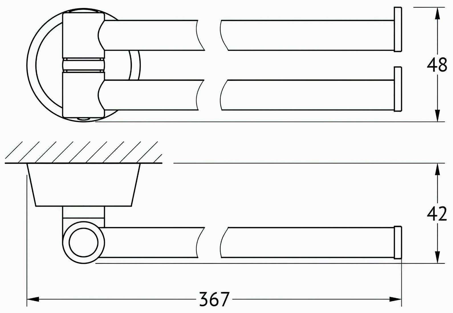 FBS Vizovice VIZ044 Полотенцедержатель 2-ой поворотный 37 см