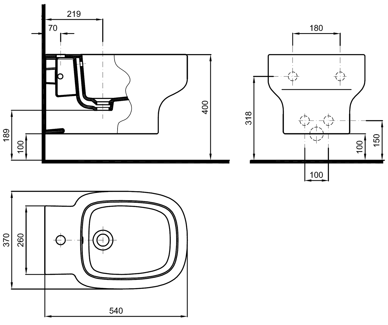 Sanitana Be You S10062734900000 Биде подвесное 540x370