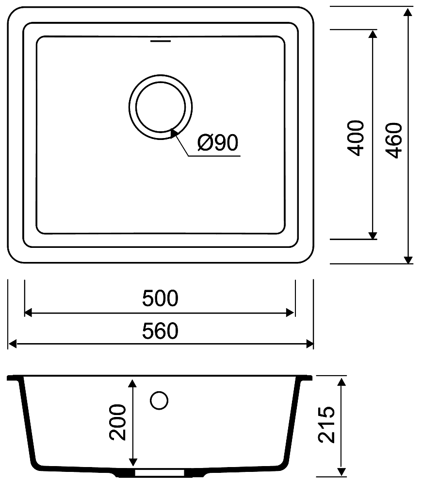 IDDIS Tanto TU3B561i87 Кухонная мойка 500x400 Granucryl (Чёрный)