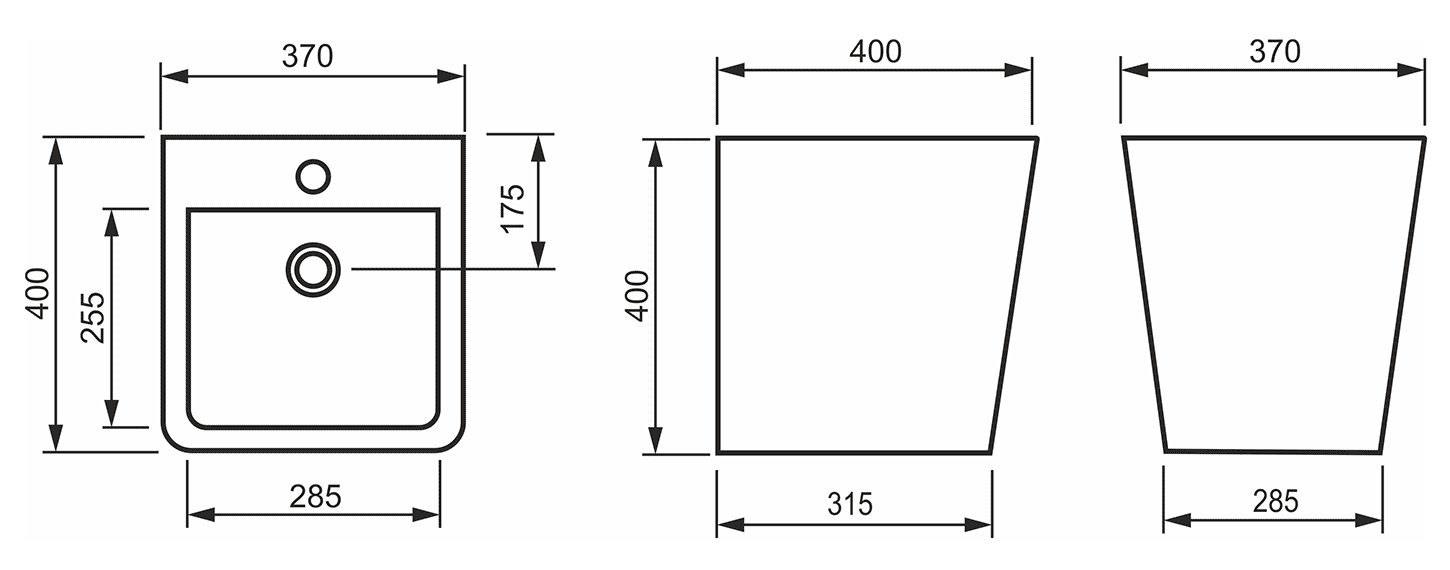 CeramaLux 500V Мини-раковина 370x400