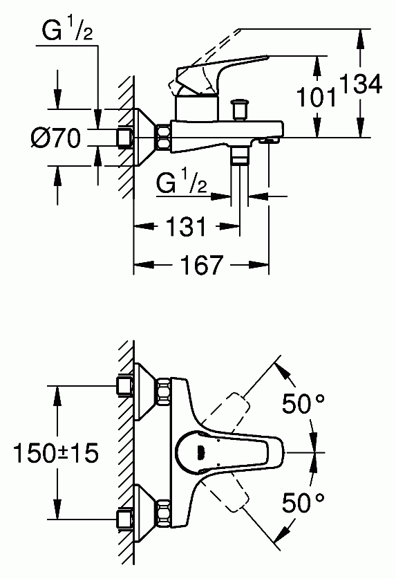 Grohe BauFlow 23756 000 Смеситель для ванны