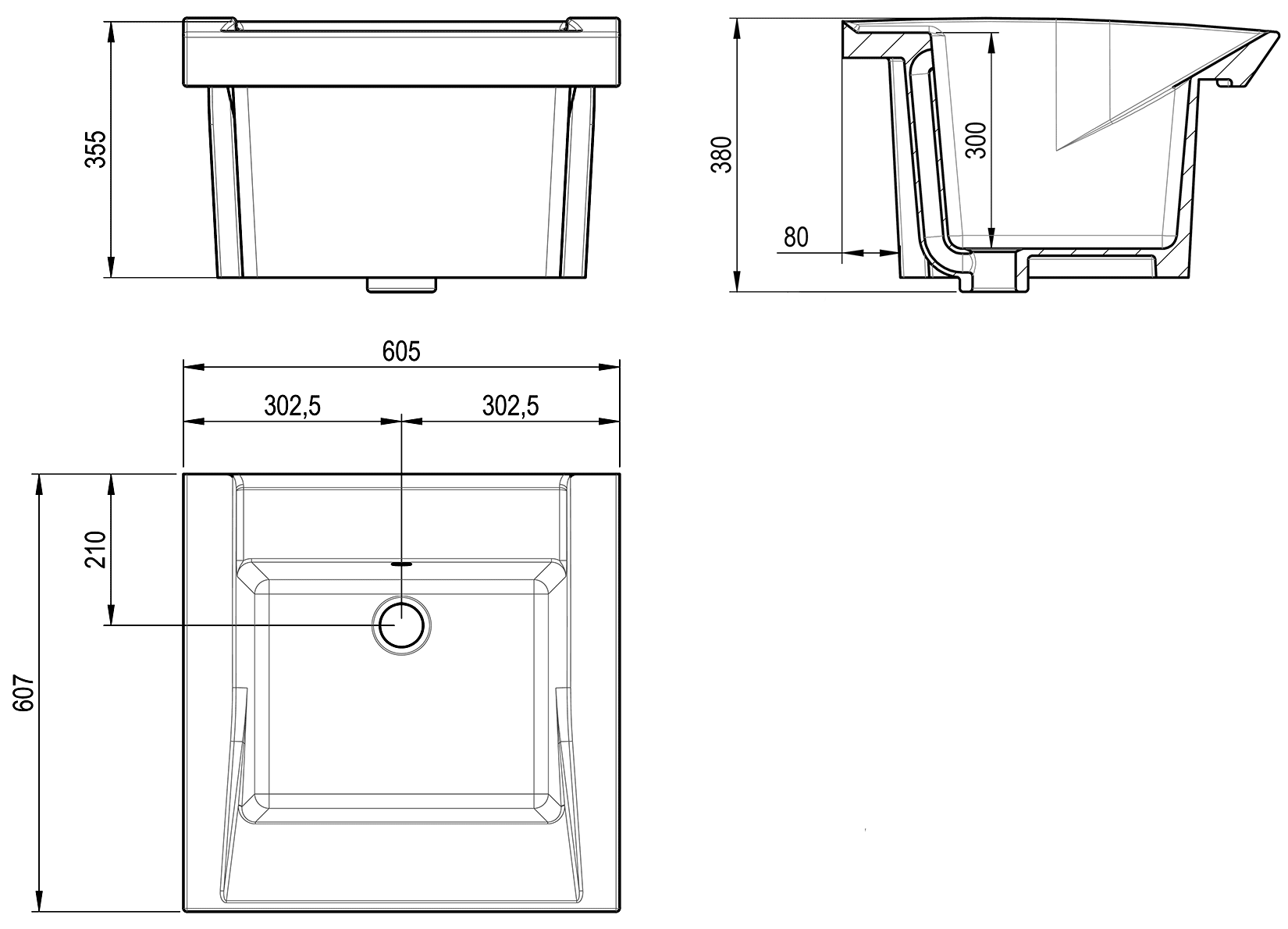 Geromin Bijoux V66B Раковина для хоз. нужд 605x605