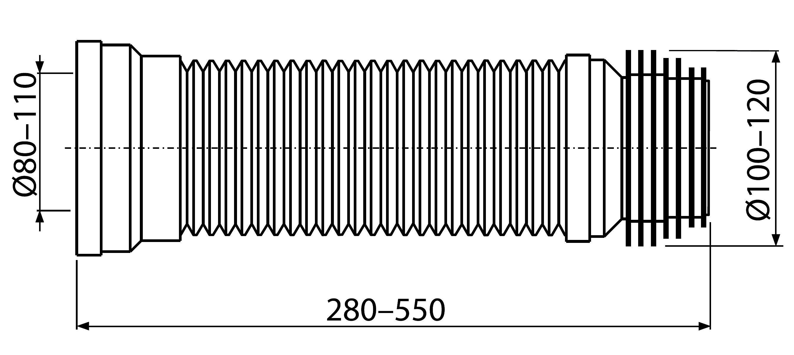 Alcaplast A97 Фановая труба гофрированная Ø110x280-550