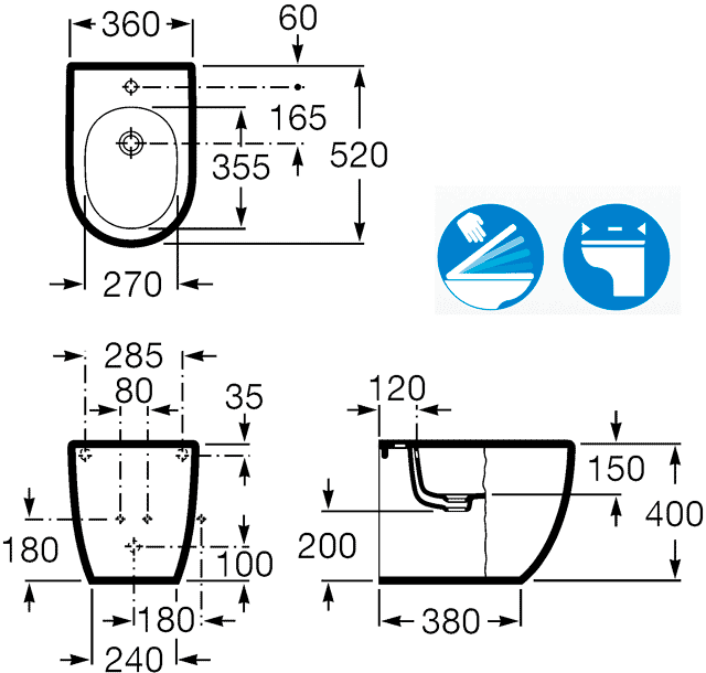 Roca Meridian-N 357247000/8062AC00B Биде напольное Compact с крышкой SoftClose