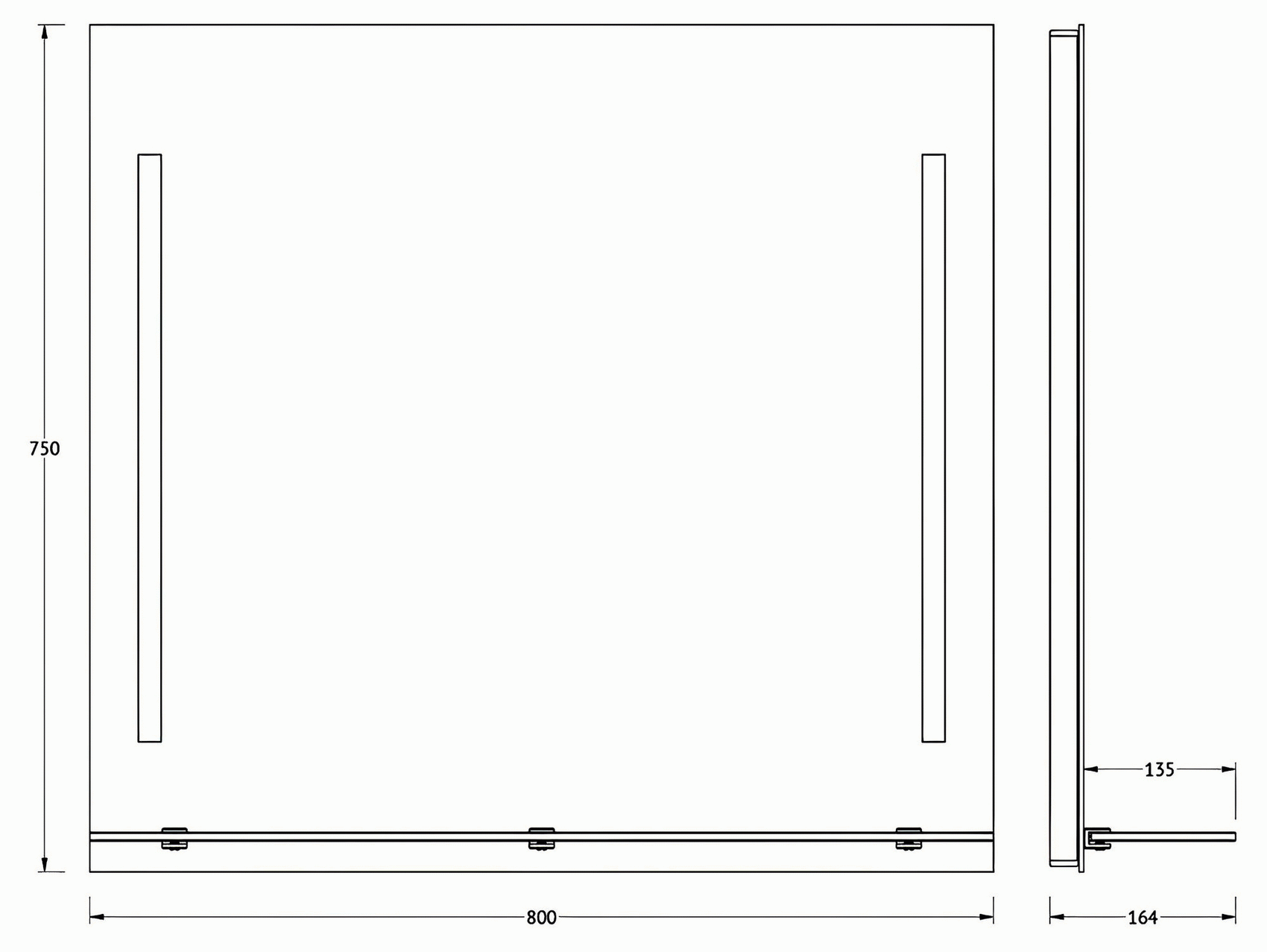 Evoform Ledline-S BY2164 Зеркало 800x750 с полочкой и LED-светильниками