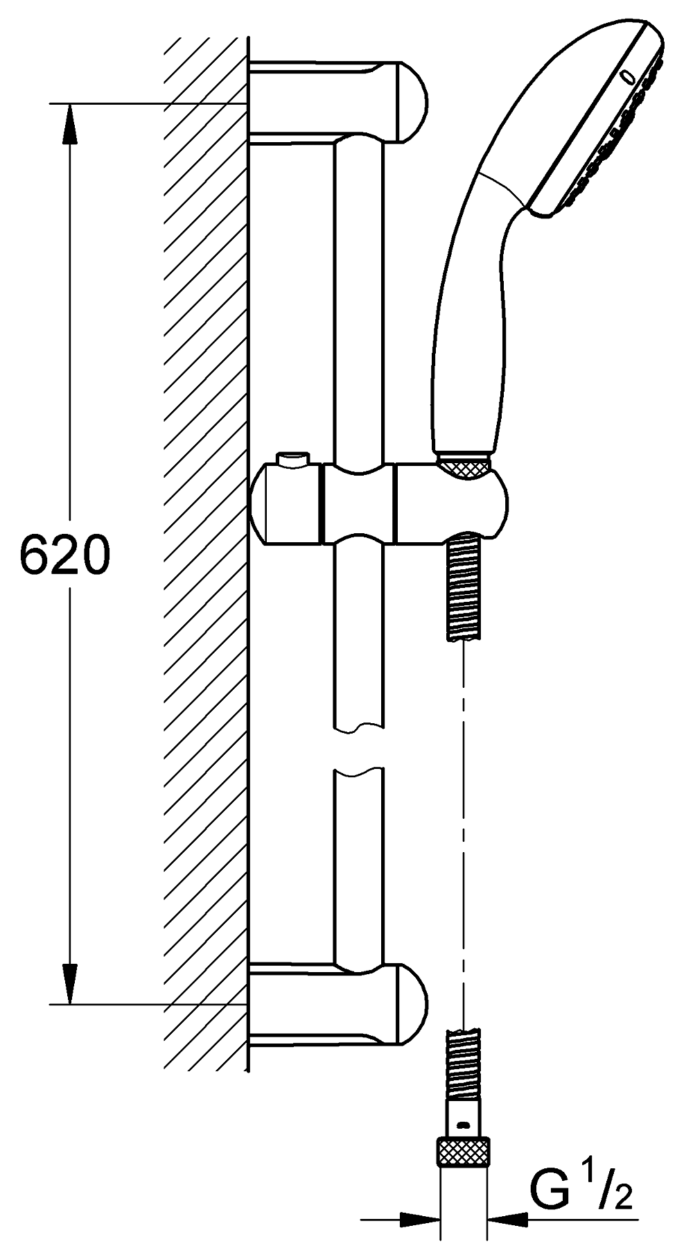 Grohe New Tempesta 27795 001 Душевой гарнитур IV режима (штанга 0.6 м)