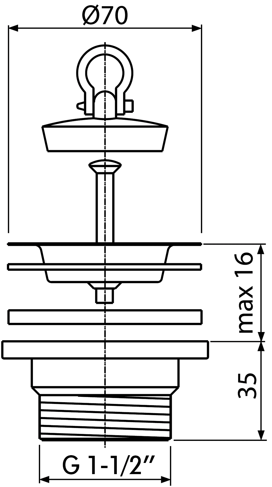 Alcaplast A33 Сливной выпуск Ø70x1-1/2" для мойки