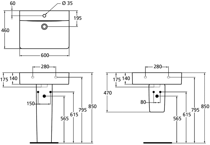 Ideal Standard Connect Cube E7945 01  Раковина 600x460