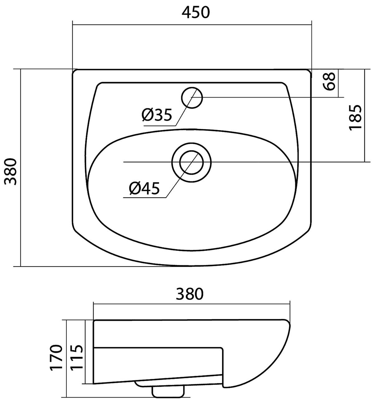 Santek Азов 45 1.WH11.2.449 Мини-раковина 450x380