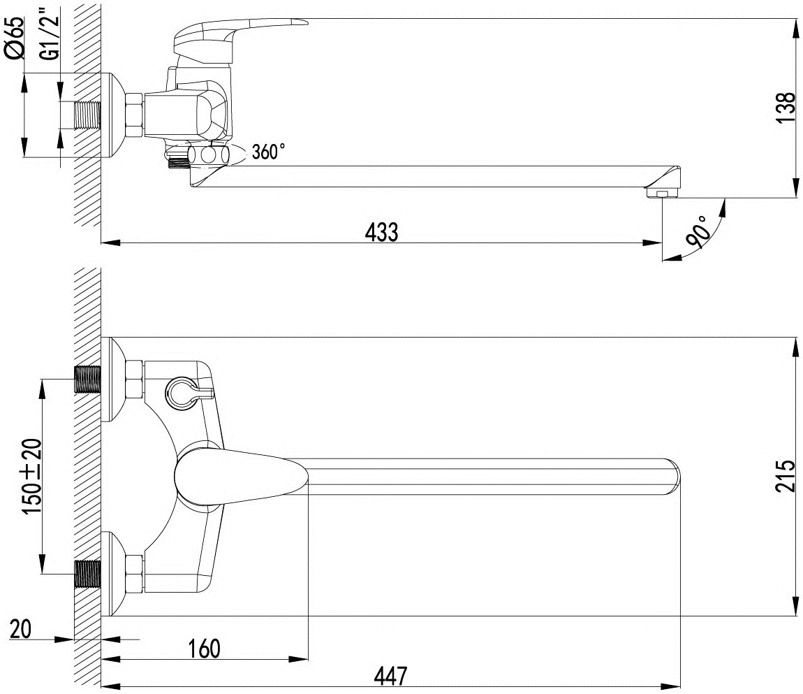 Lemark Pramen LM3317C Смеситель для ванны с длинным изливом