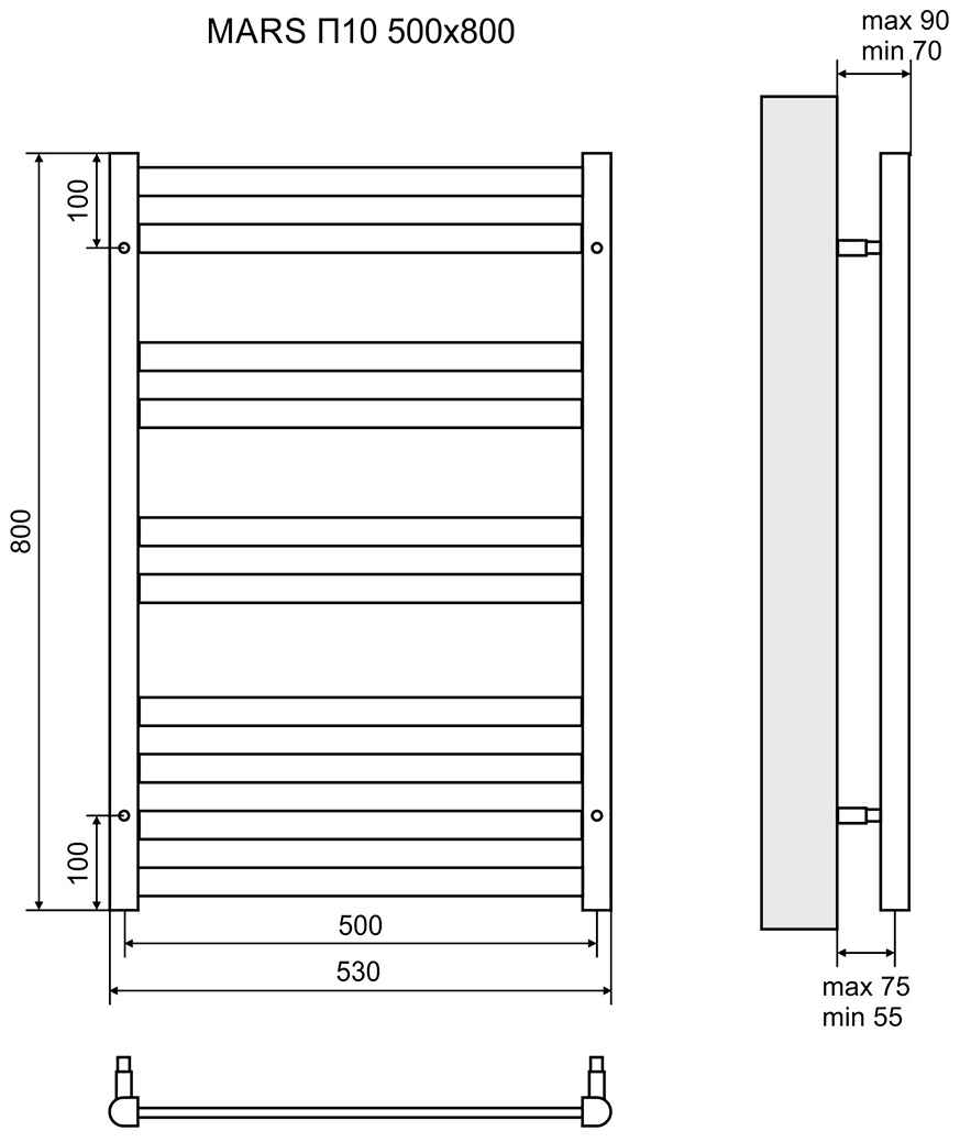 Lemark Mars LM35810 Полотенцесушитель водяной 500x800