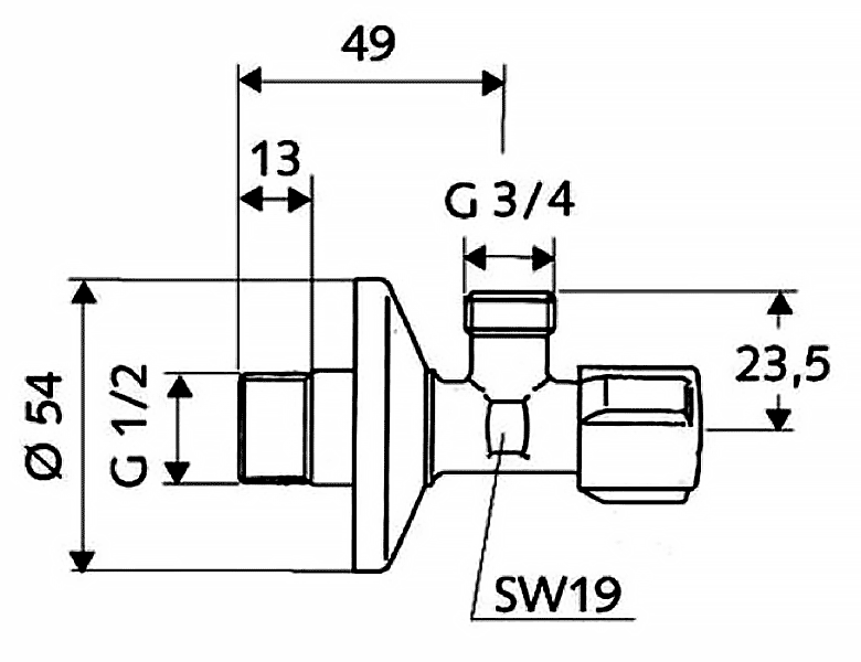 Schell Comfort 03 300 06 99 Угловой вентиль 1/2"x3/4"