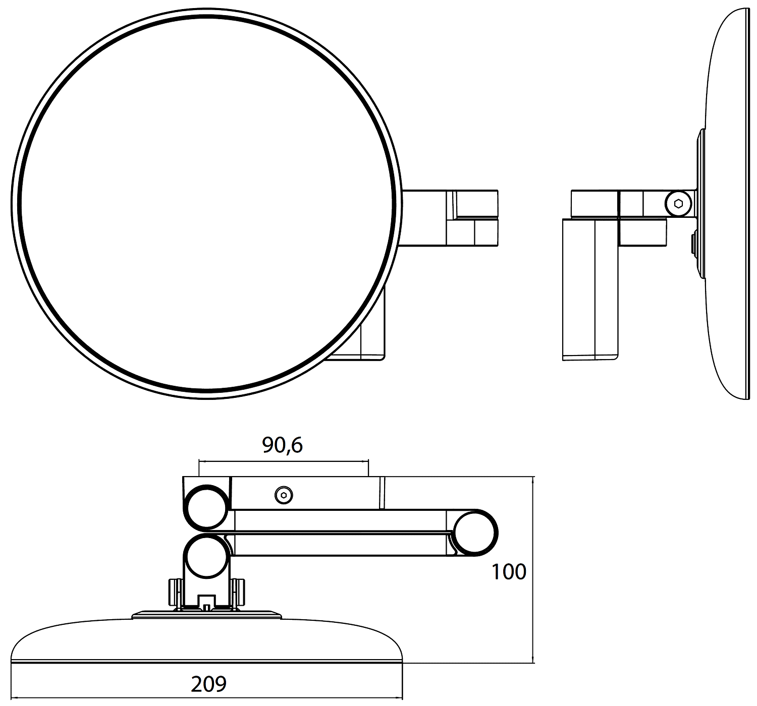 Emco Evo 1095 060 30 Косметическое зеркало LED Ø209 скрытое подключение (хром)