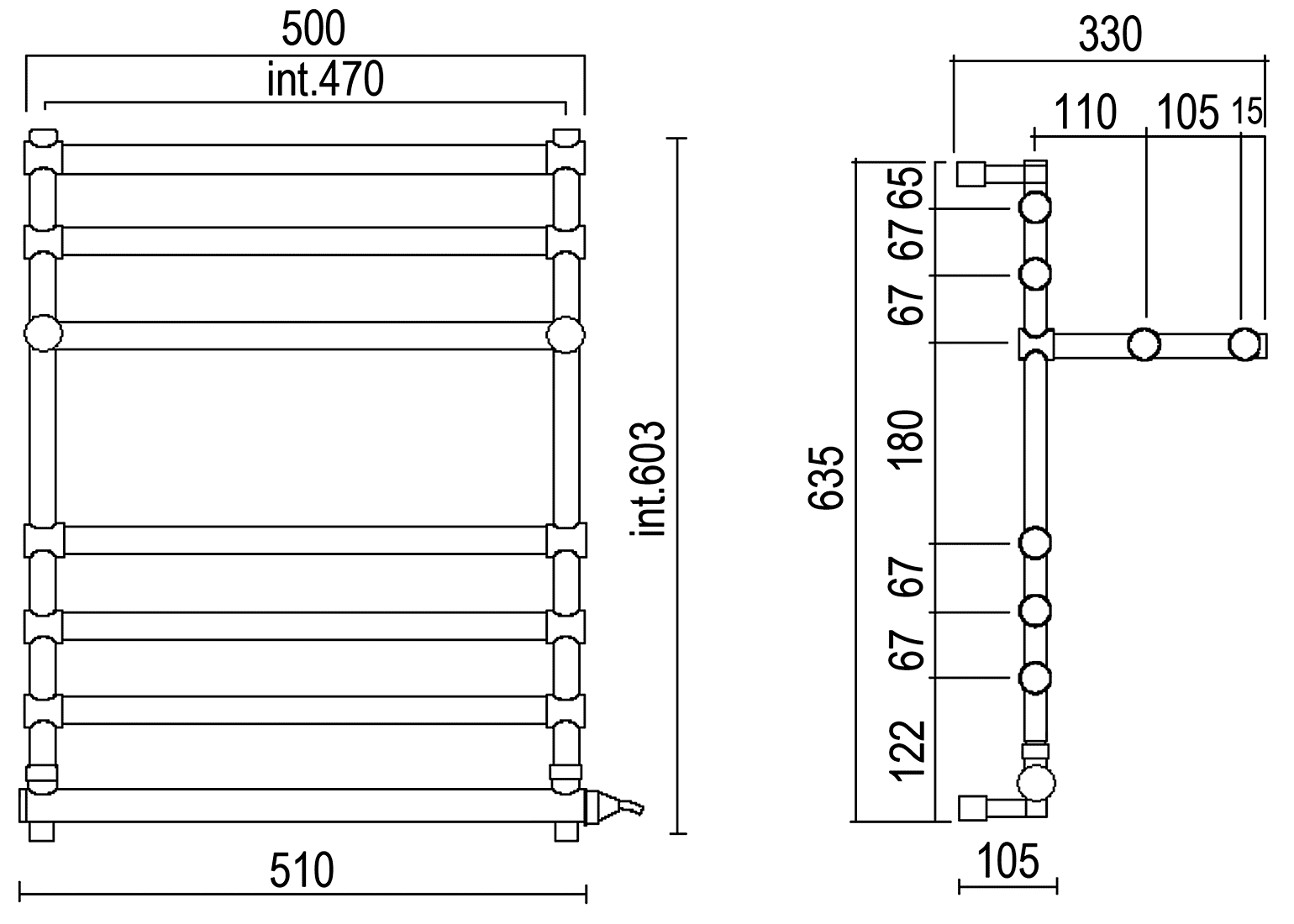 Margaroli Sole 552 CR  Электрический полотенцесушитель с полочкой (хром)