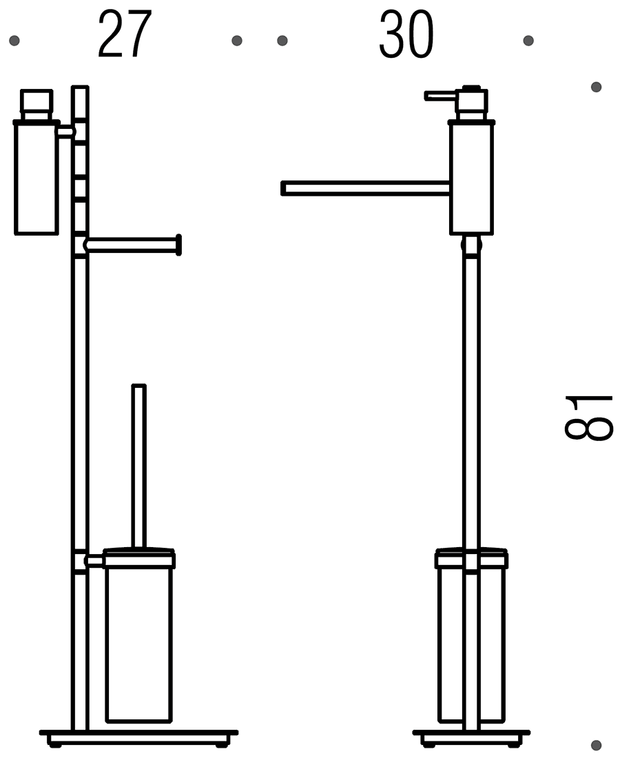 Colombo Square B9918 Стойка напольная с ёршиком, диспенсером и держателями