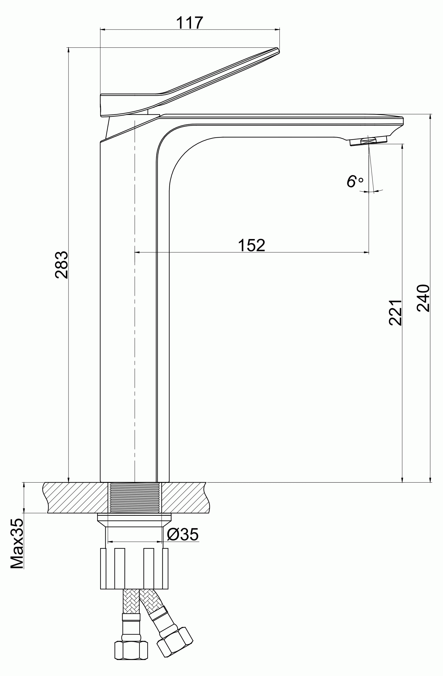 Cersanit Odra 63054 Смеситель для свободностоящей раковины