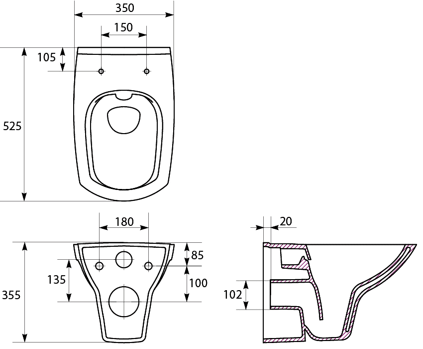 Cersanit Carina MZ-CARINA-COn-DL Унитаз подвесной безободковый с сиденьем SoftClose