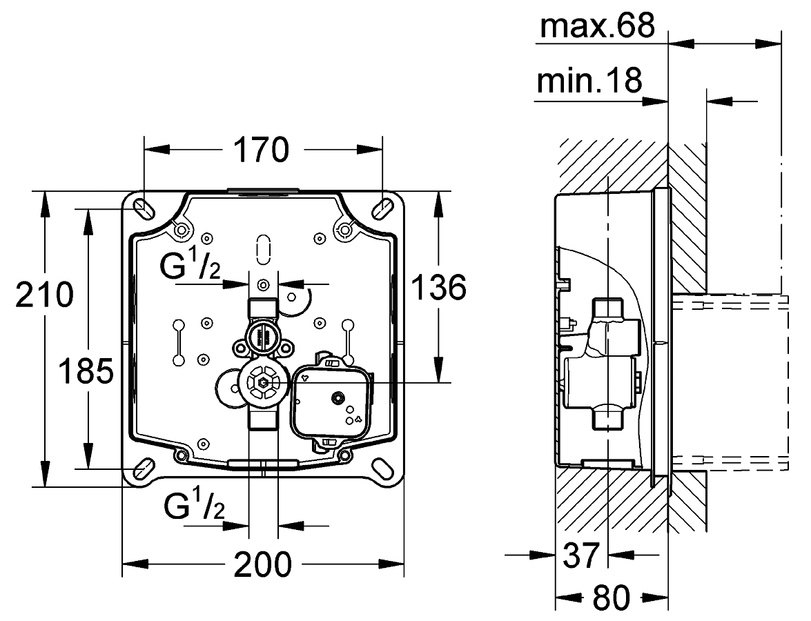 Grohe Rapido U 37338 000  Смывное устройство для писсуара