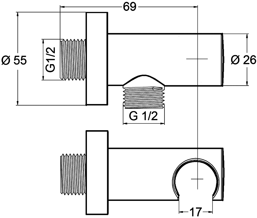 Kludi 6054705-00 Отвод 1/2" с кронштейном