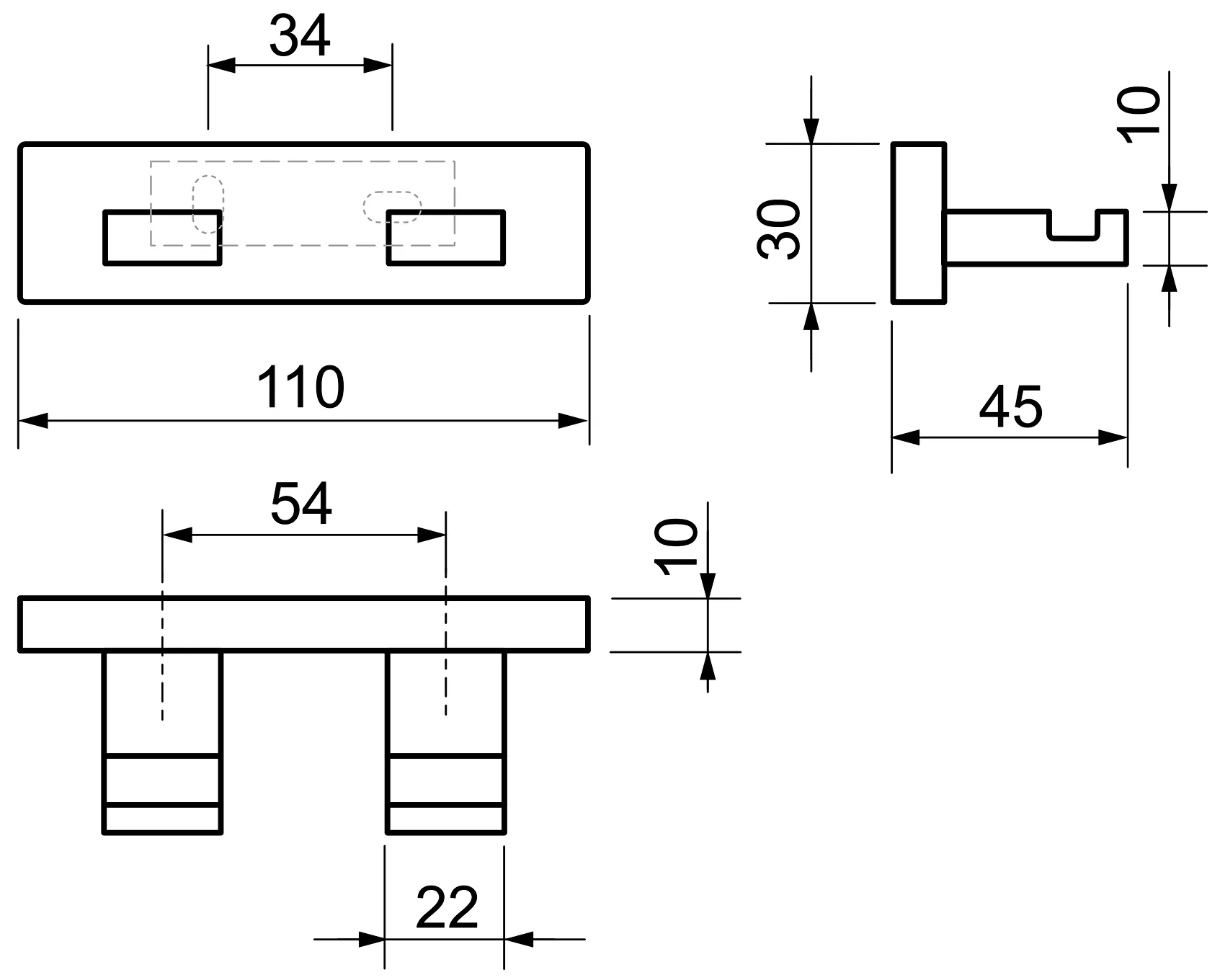 Langberger Alster 10932A Планка с 2-мя крючками