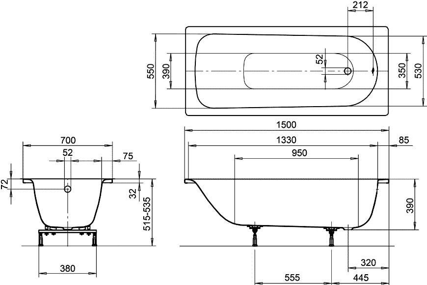 Kaldewei Eurowa Mod. 310-1 Ванна стальная 150x70