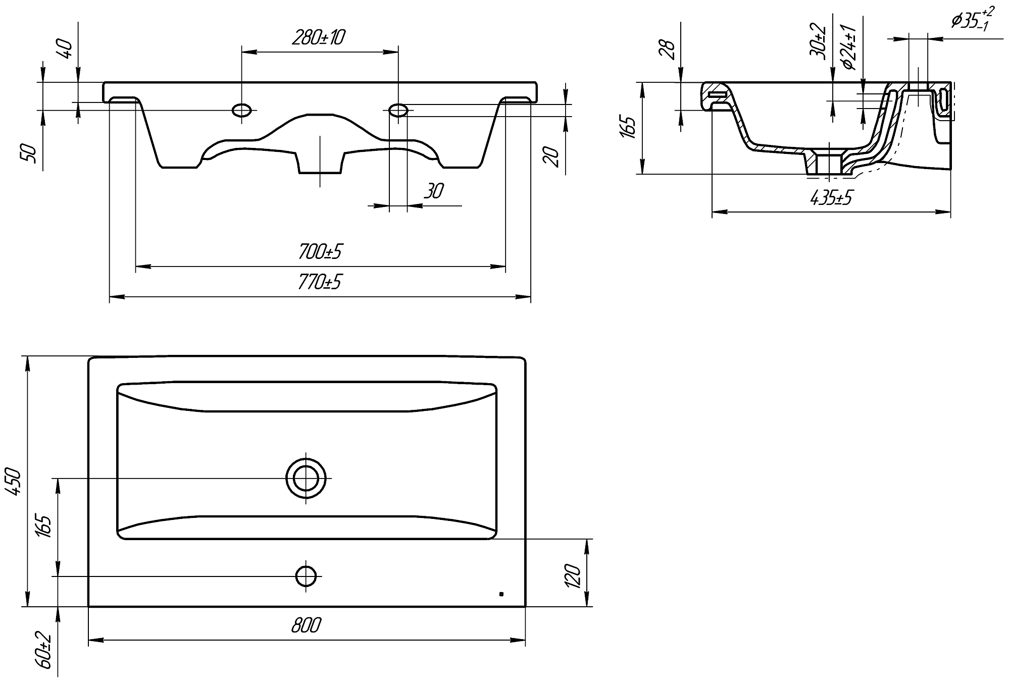 Cersanit Como UM-COM80/1 Раковина мебельная 800x450