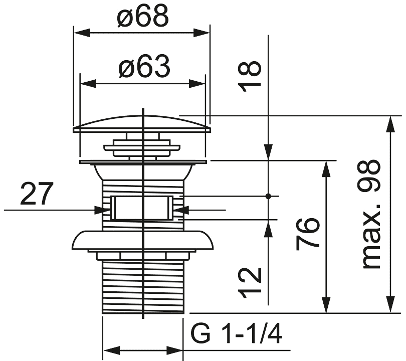 WasserKraft A024 Cлив 1-1/4"x63 Push-Up для раковины